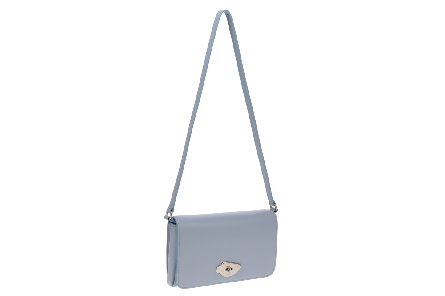 Mulberry Lana Wallet On Strap Poplin Blue High Gloss Leather