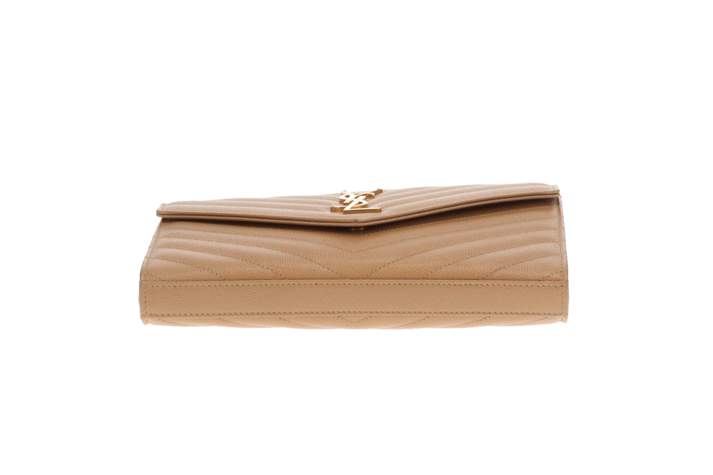 Saint Laurent Cassandre Wallet On Chain Natural Dark Brown GHW