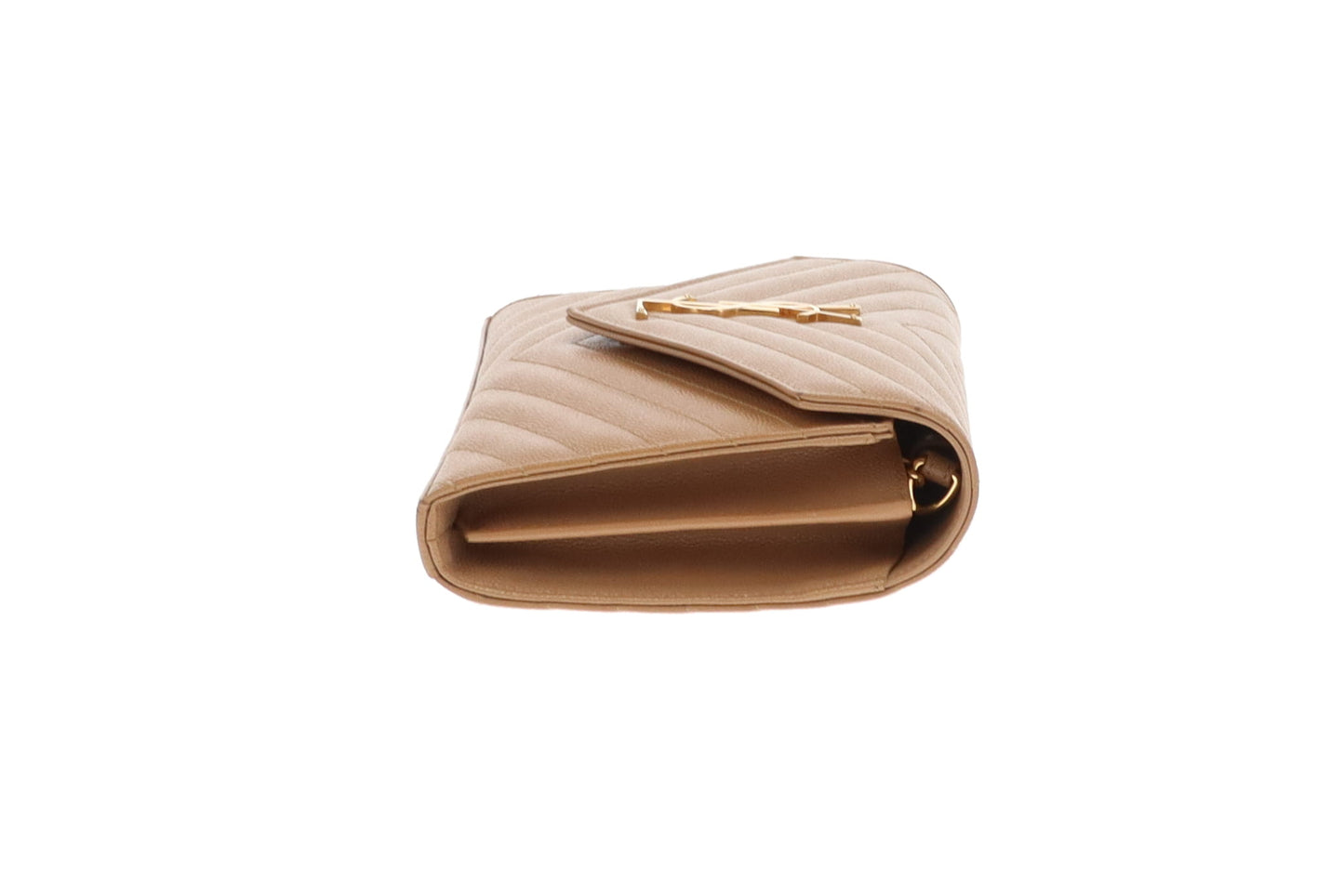 Saint Laurent Cassandre Wallet On Chain Natural Dark Brown GHW