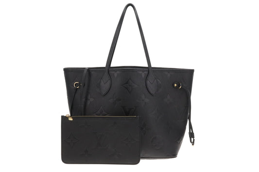 Louis Vuitton Neverfull MM Black Empreinte with Pochette (NFID)
