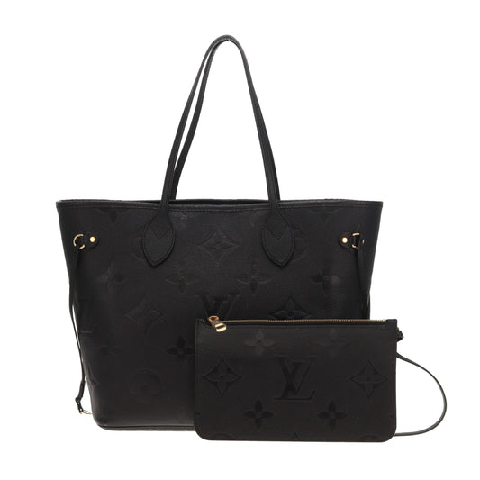 Louis Vuitton Neverfull MM Monogram Empreinte Noir With Pochette (NFID)