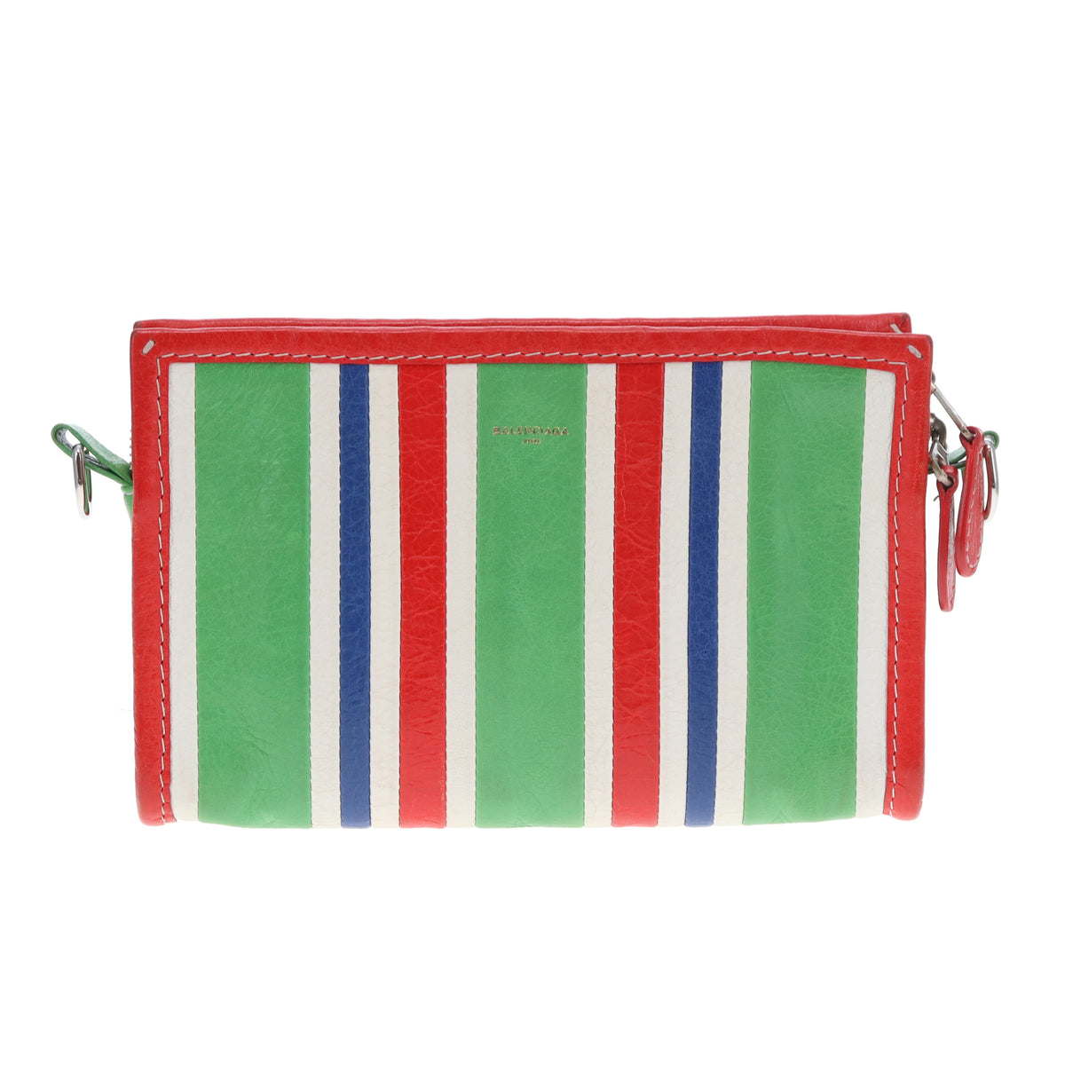 Balenciaga Bazar Crossbody Pouch In Green & Red, Blue & White