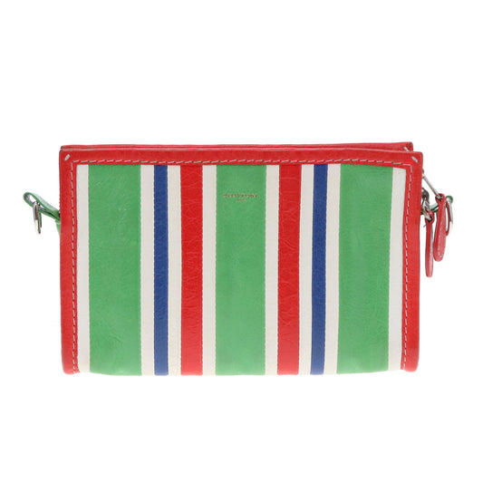 Balenciaga Bazar Crossbody Pouch In Green & Red, Blue & White
