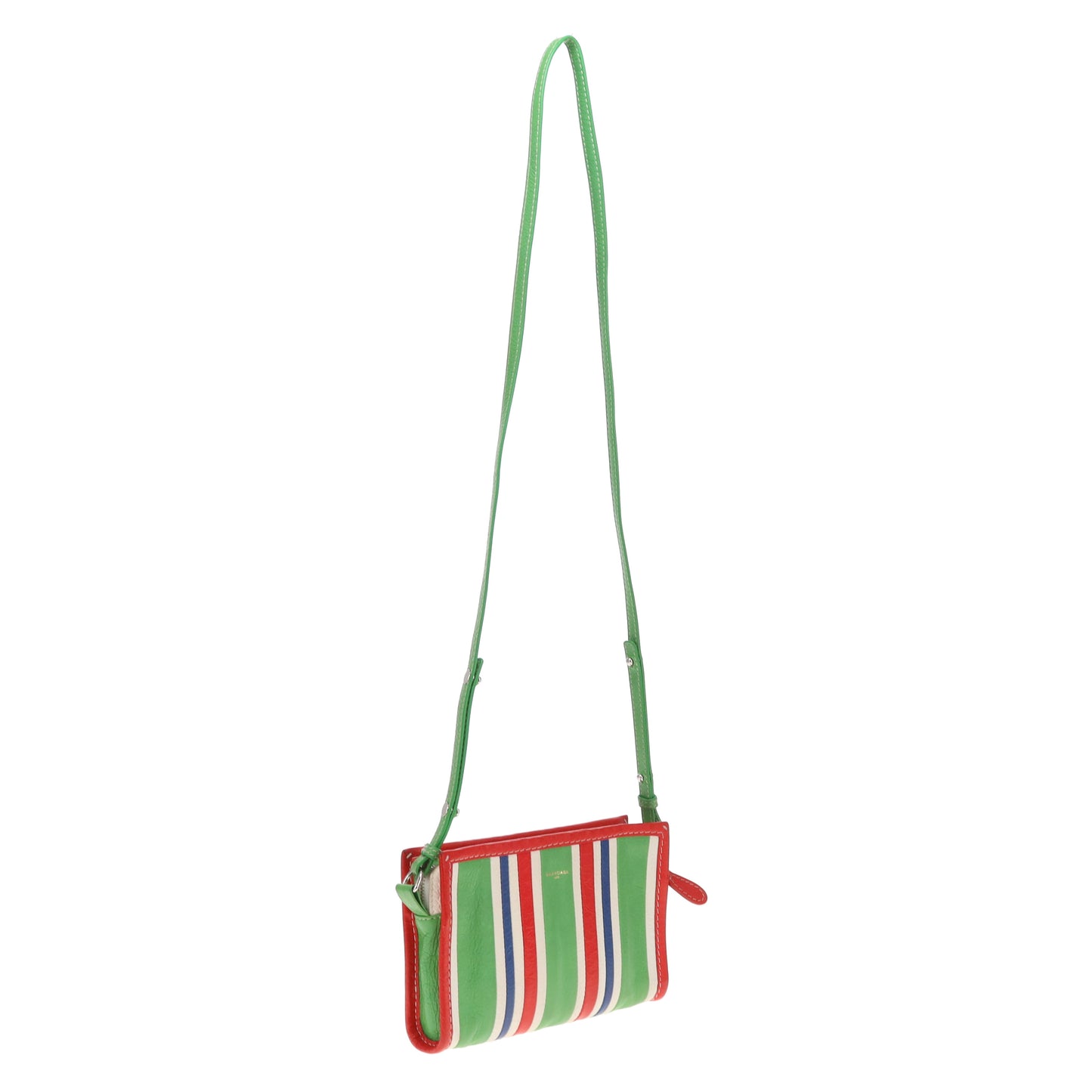 Balenciaga Bazar Crossbody Pouch In Green & Red, Blue & White