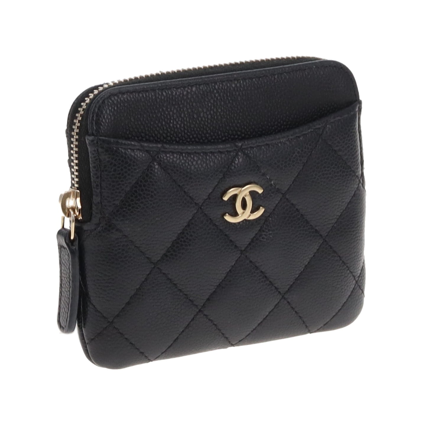 Chanel Zip Card Holder Black Caviar GHW (NFID)