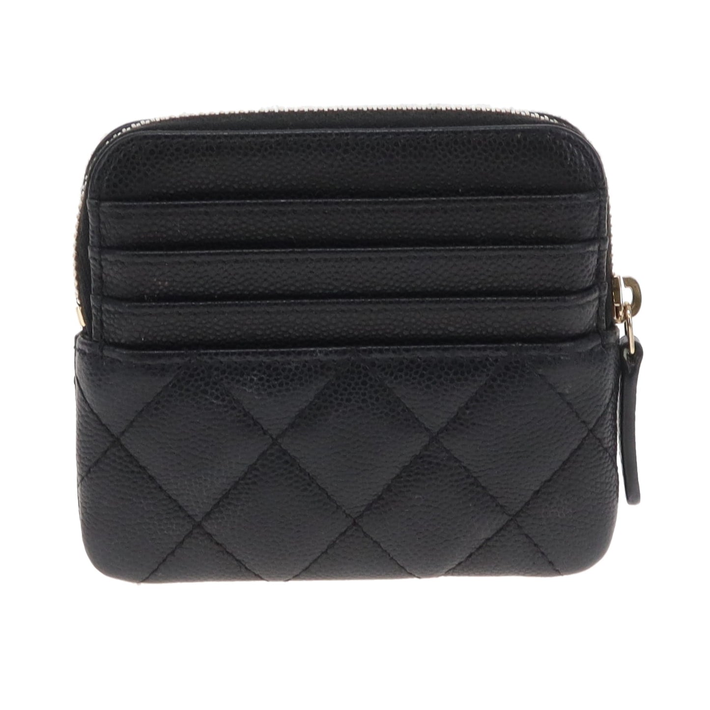Chanel Zip Card Holder Black Caviar GHW (NFID)