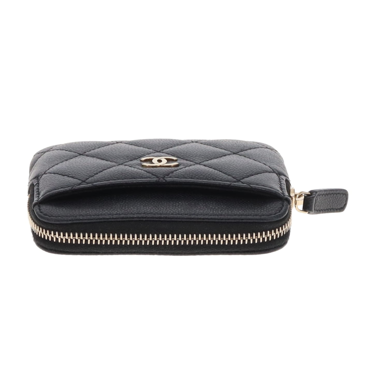 Chanel Zip Card Holder Black Caviar GHW (NFID)