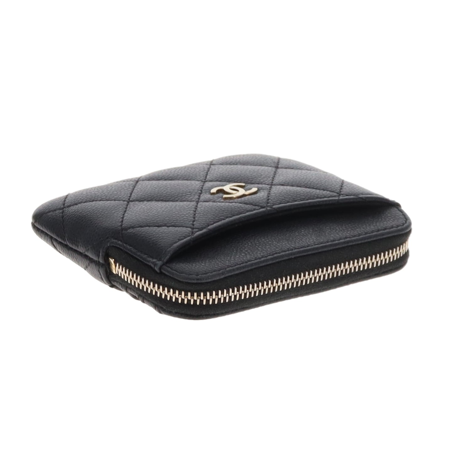 Chanel Zip Card Holder Black Caviar GHW (NFID)
