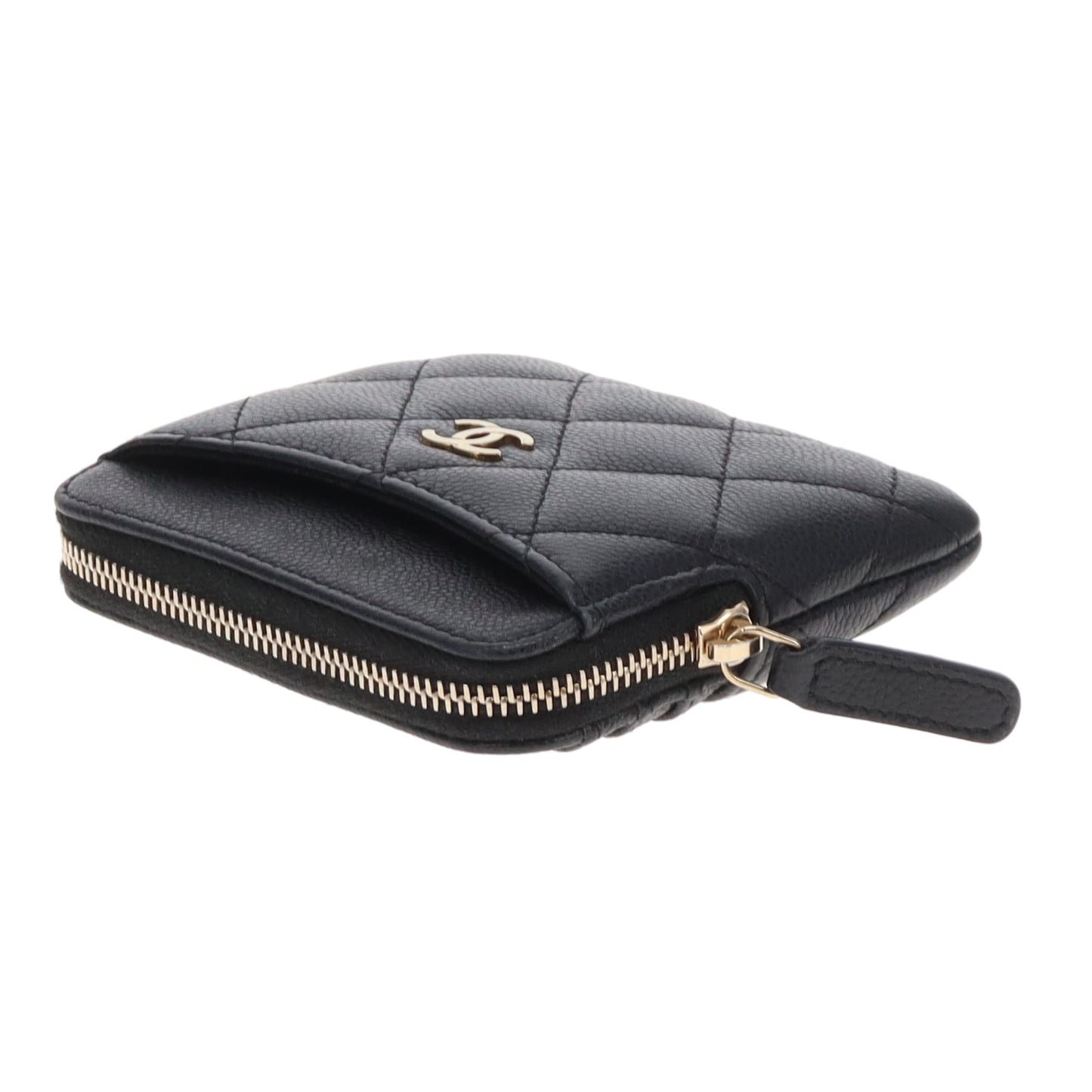 Chanel Zip Card Holder Black Caviar GHW (NFID)