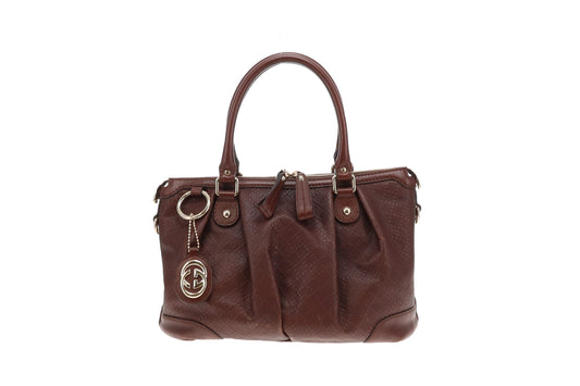 Gucci Sukey Brown In Diamante Patterned Leather