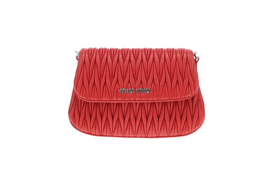 Miu Miu Flap Crossbody Red Matelasse SHW