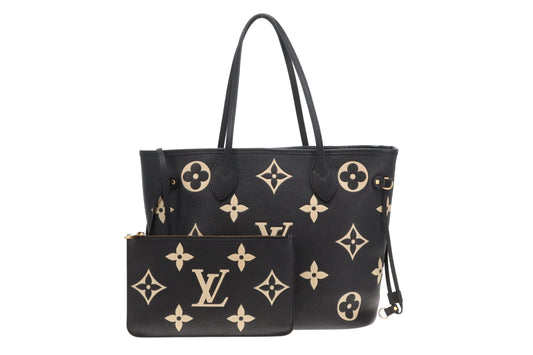 Louis Vuitton Neverfull MM Empreinte Bi-Colour Black & Cream With Pochette