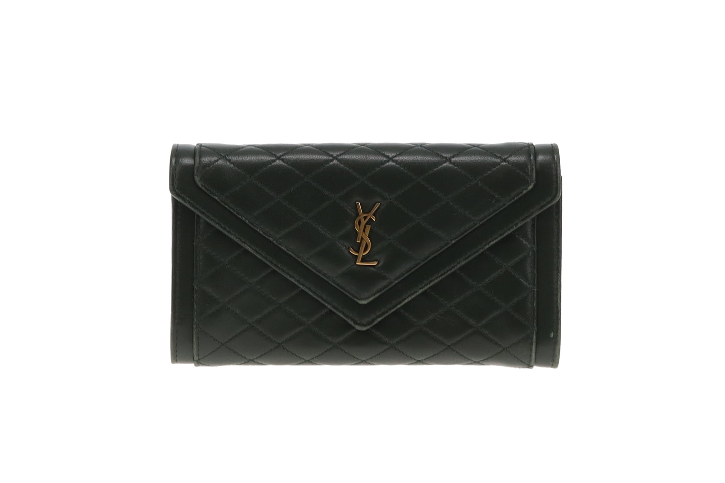 Saint Laurent Gaby Envelope Wallet Green Lambskin 2022