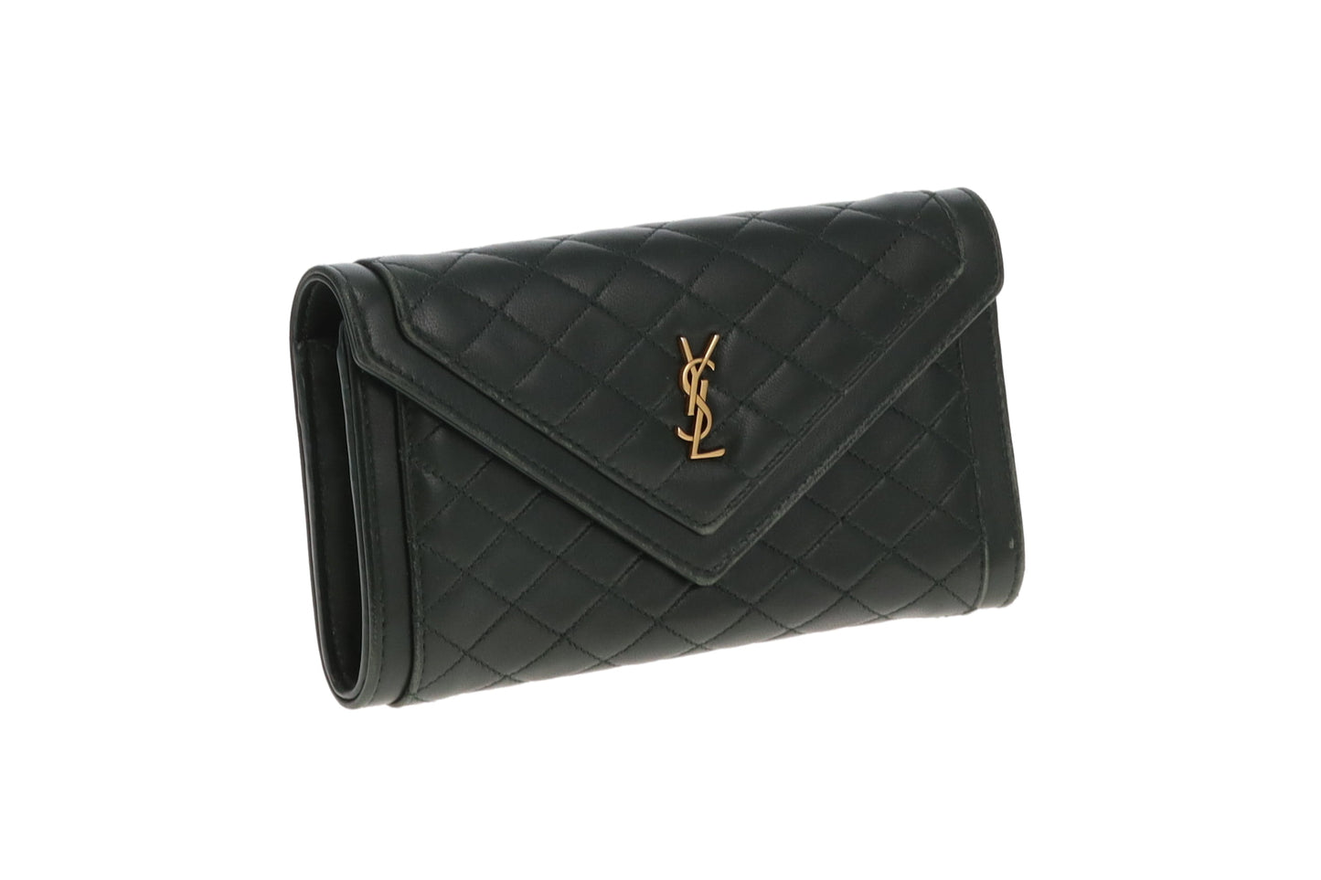 Saint Laurent Gaby Envelope Wallet Green Lambskin 2022