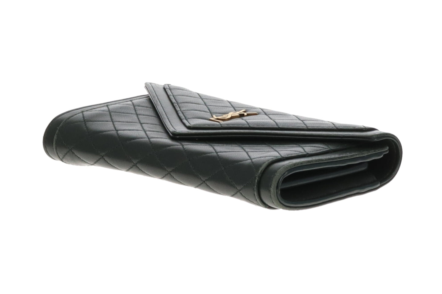 Saint Laurent Gaby Envelope Wallet Green Lambskin 2022