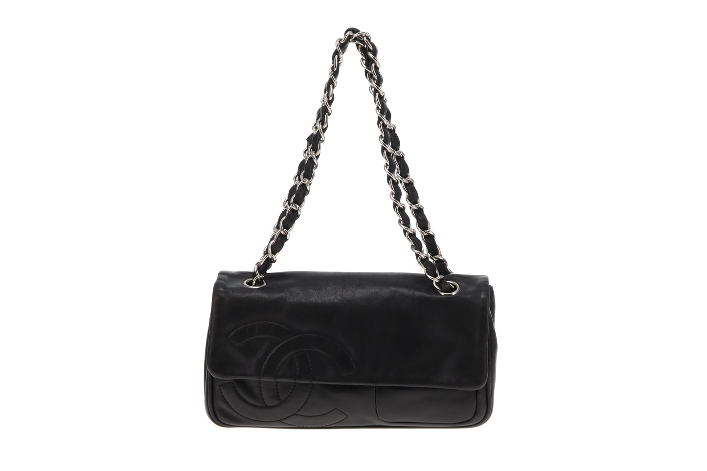 Chanel Diagonal CC Flap Bag Black Lamskin 2006/08