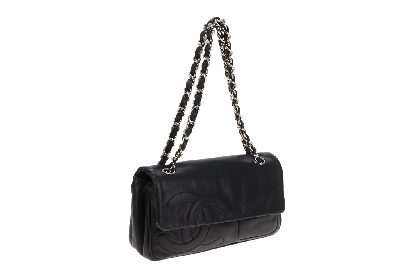 Chanel Diagonal CC Flap Bag Black Lamskin 2006/08