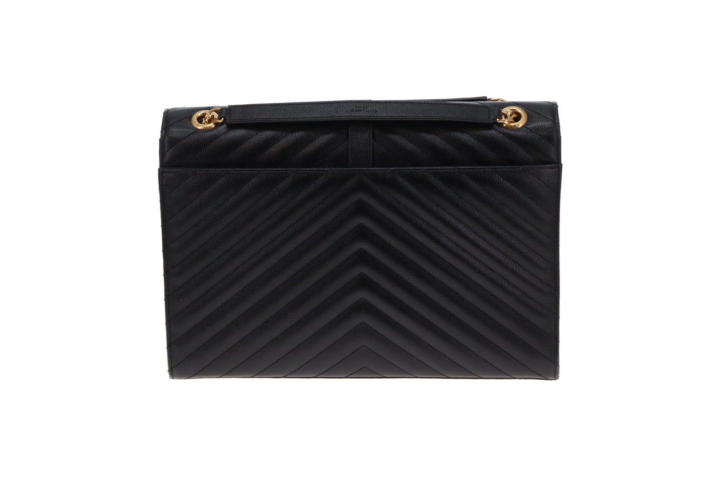 Saint Laurent Envelope Flap Bag Large Black Grain De Poudre GHW 2015