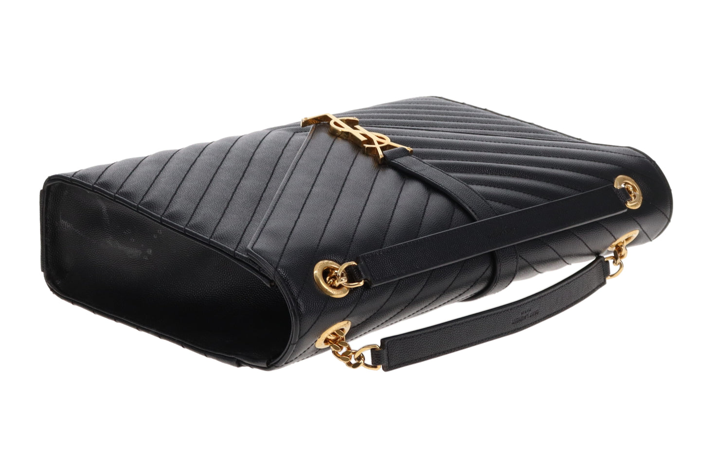 Saint Laurent Envelope Flap Bag Large Black Grain De Poudre GHW 2015