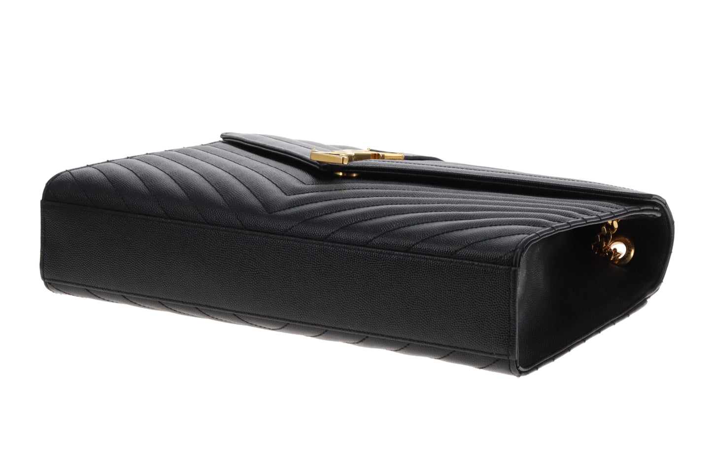 Saint Laurent Envelope Flap Bag Large Black Grain De Poudre GHW 2015