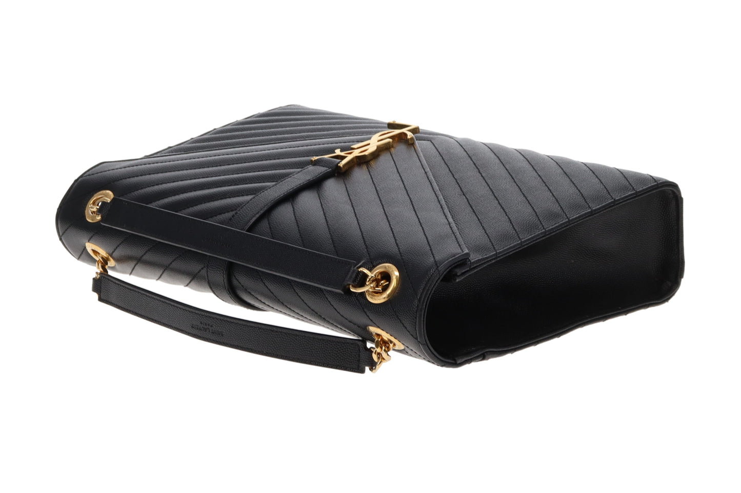 Saint Laurent Envelope Flap Bag Large Black Grain De Poudre GHW 2015