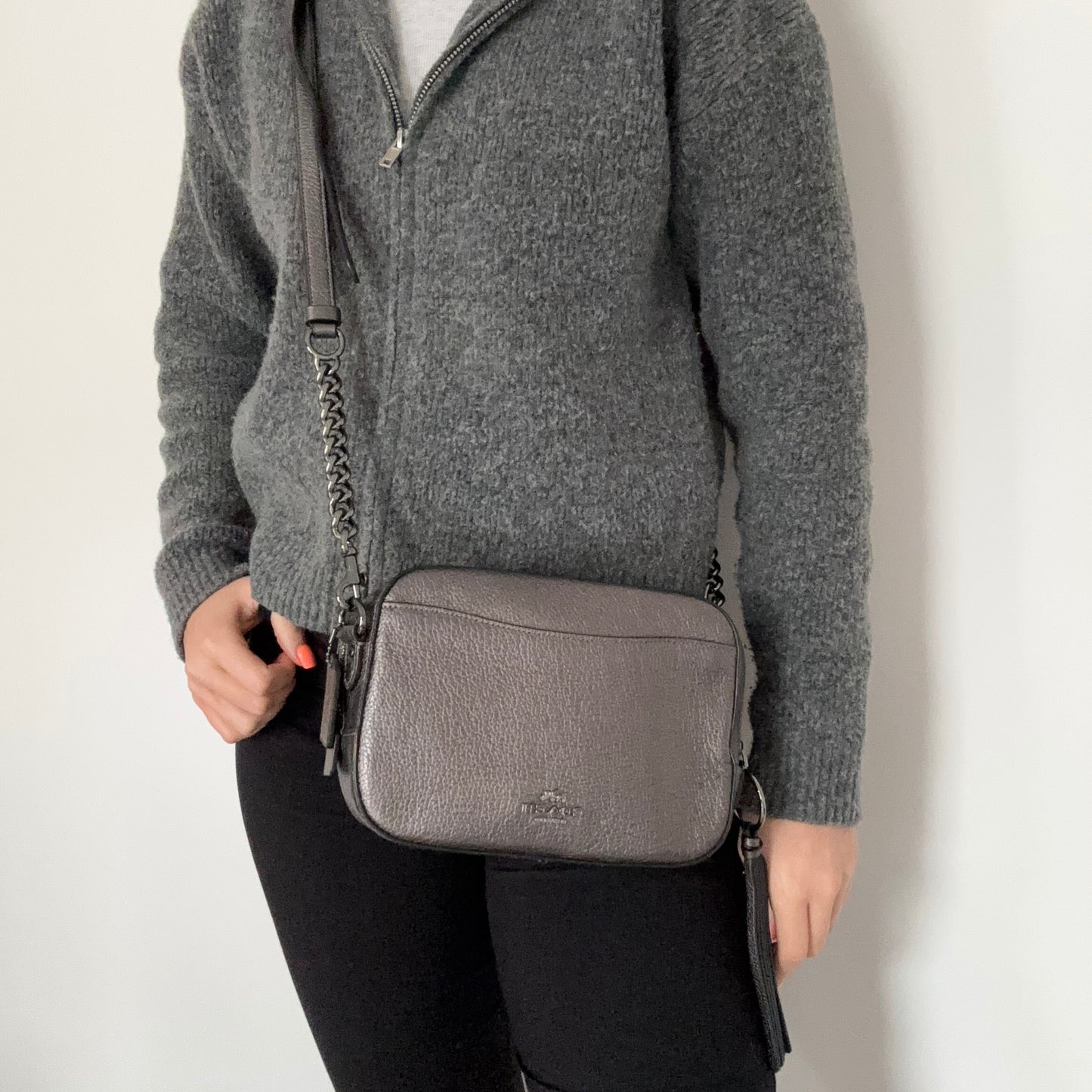 Coach Camera Bag Metallic Leather