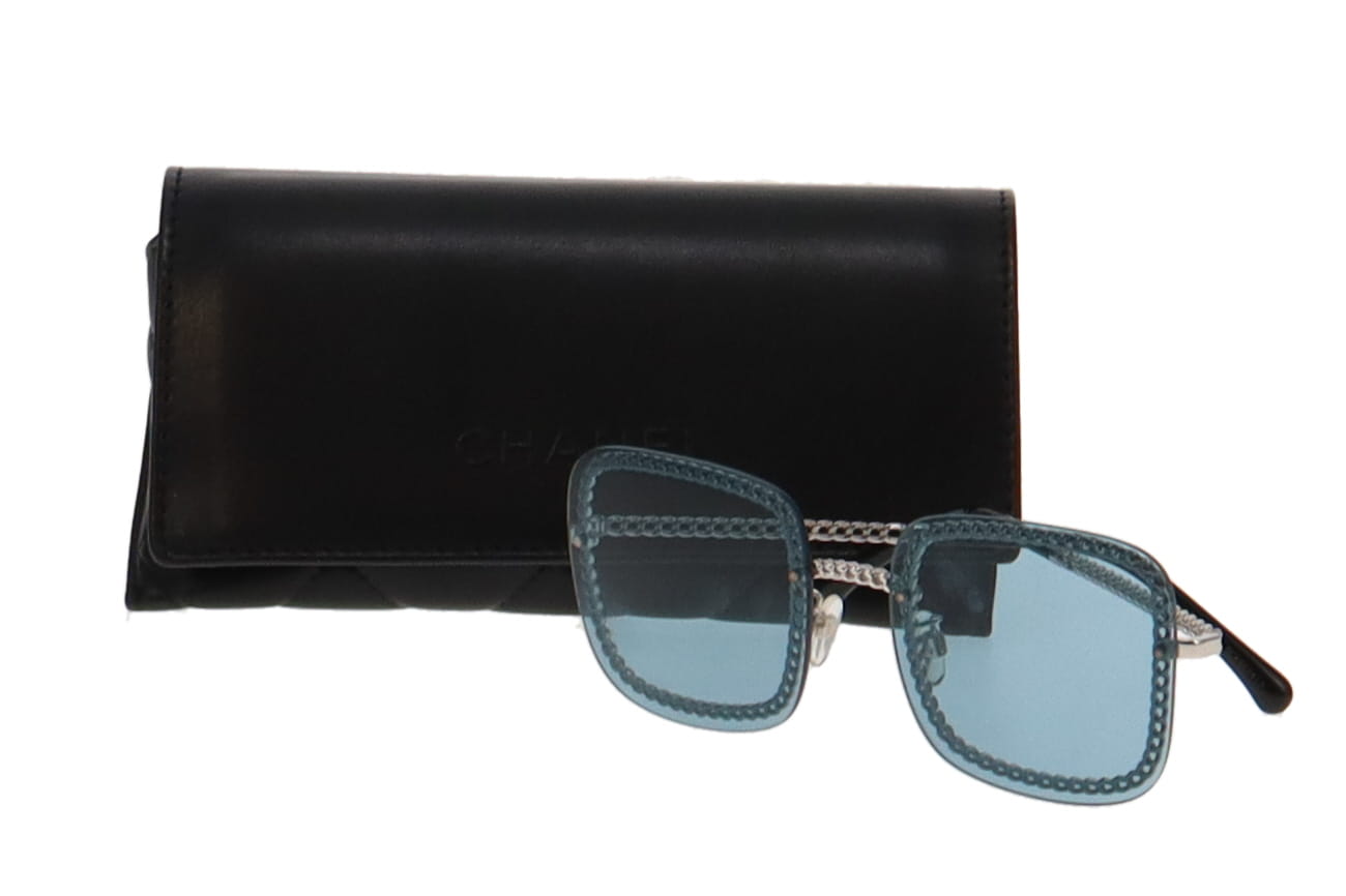 Chanel Blue Square Lens Chain Detail Sunglasses C124/80