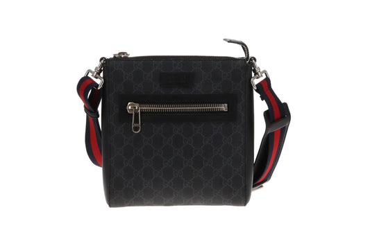 Gucci Messenger Bag Small Black GG Supreme with Web Strap