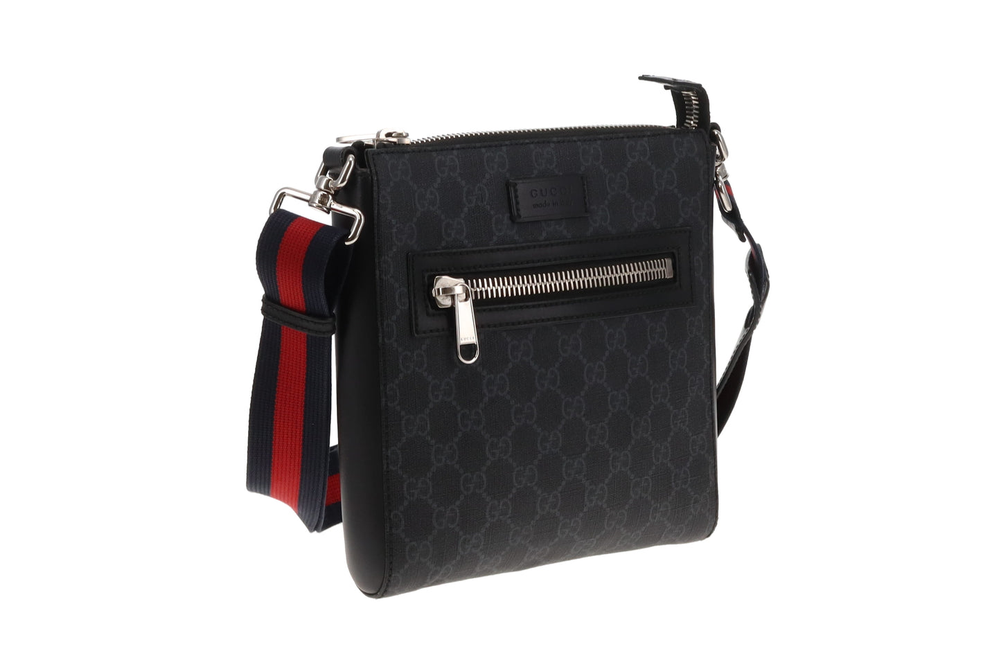 Gucci Messenger Bag Small Black GG Supreme with Web Strap