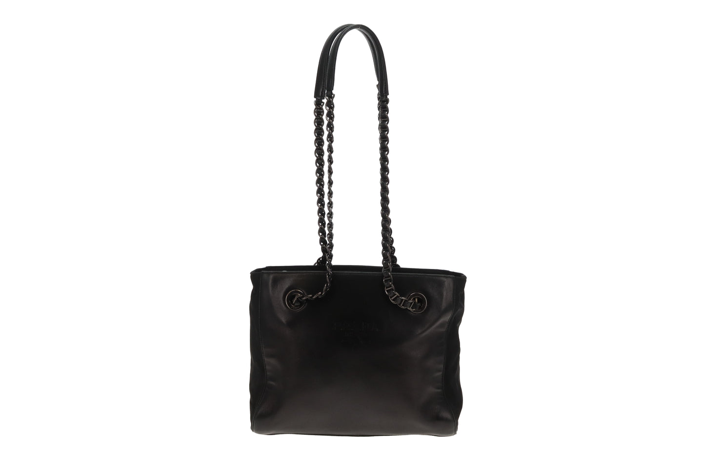 Prada Shoulder Bag Black Lambskin and Nylon