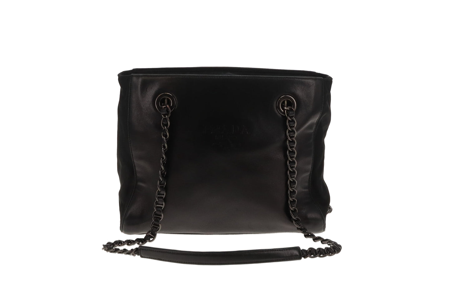 Prada Shoulder Bag Black Lambskin and Nylon