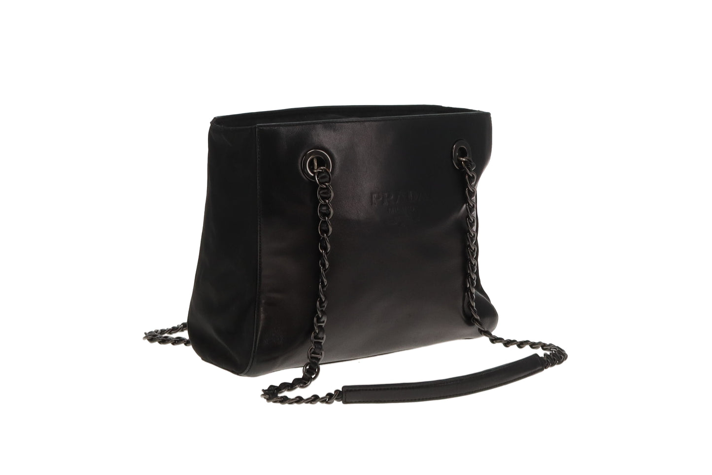Prada Shoulder Bag Black Lambskin and Nylon