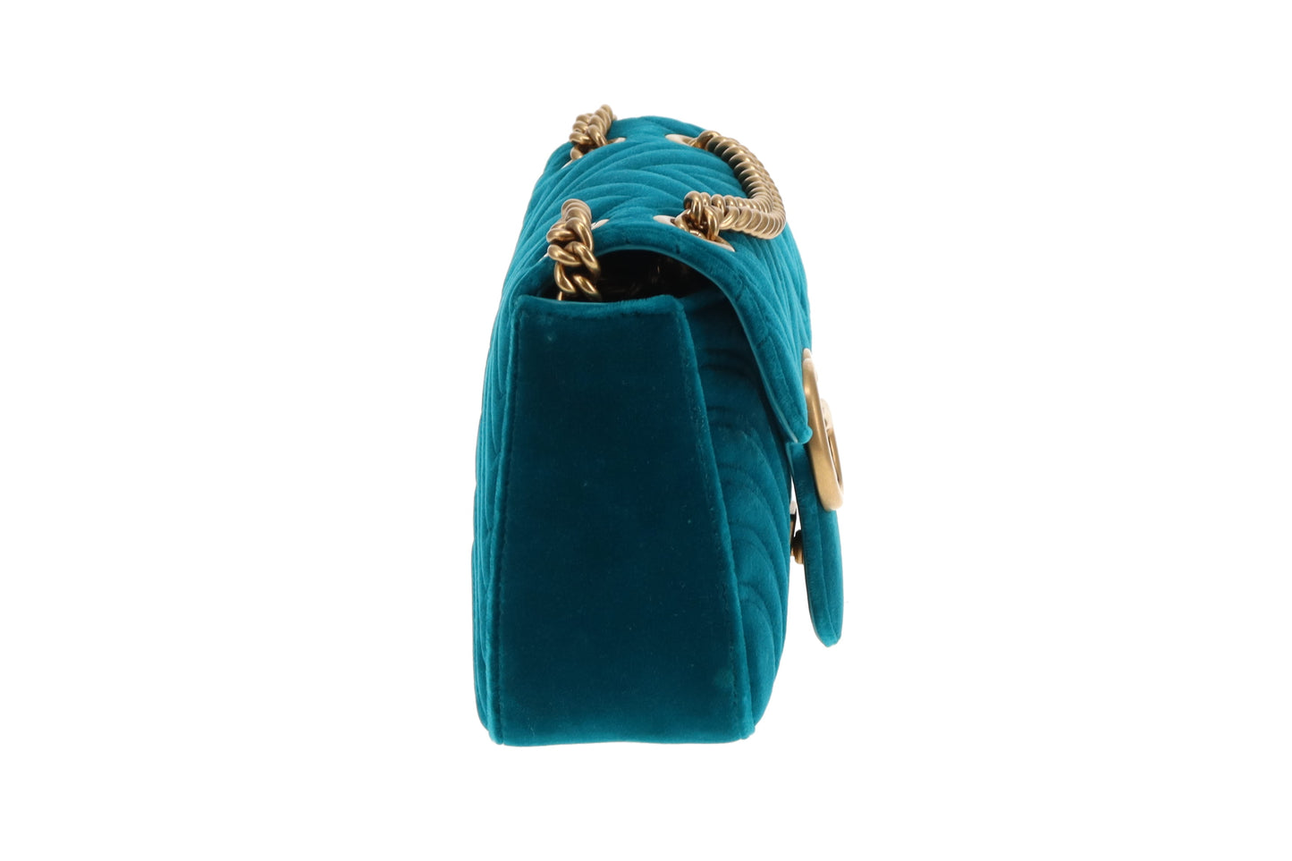 Gucci Marmont Flap Teal Velvet GHW