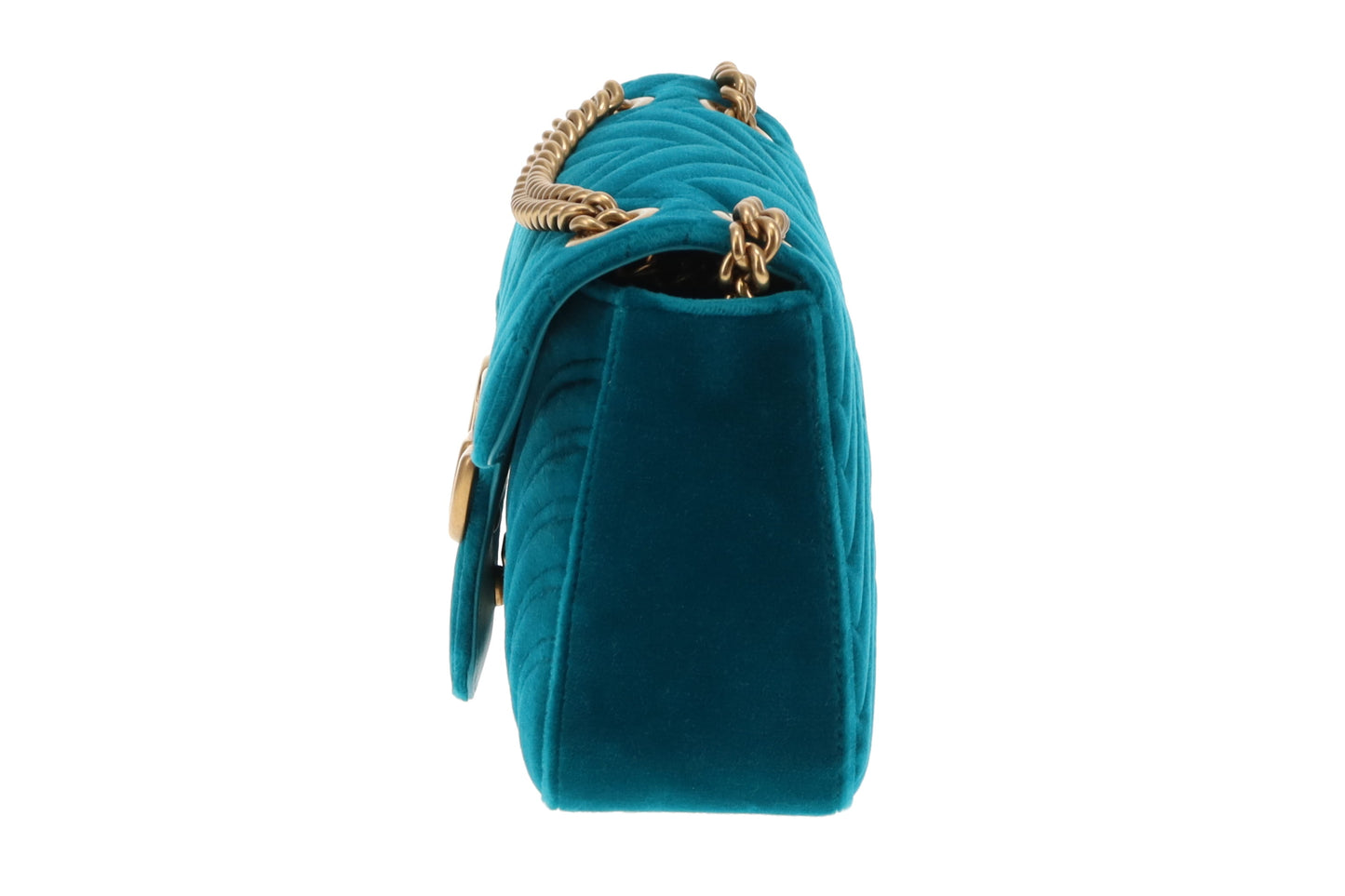 Gucci Marmont Flap Teal Velvet GHW