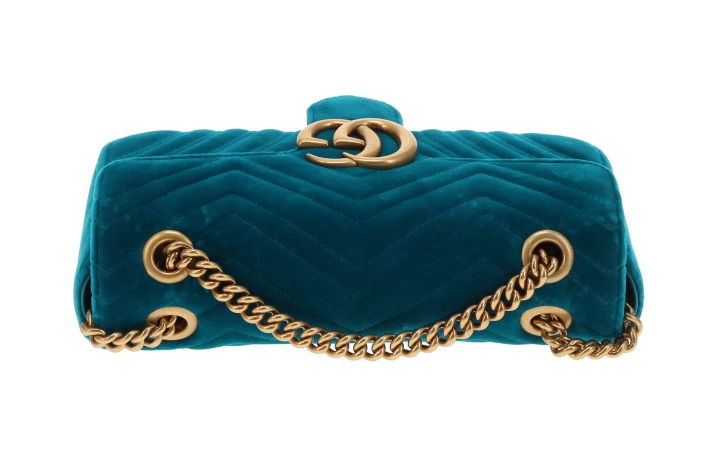 Gucci Marmont Flap Teal Velvet GHW