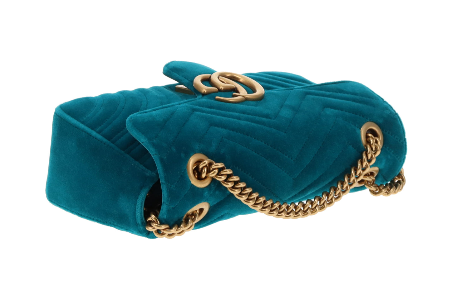 Gucci Marmont Flap Teal Velvet GHW
