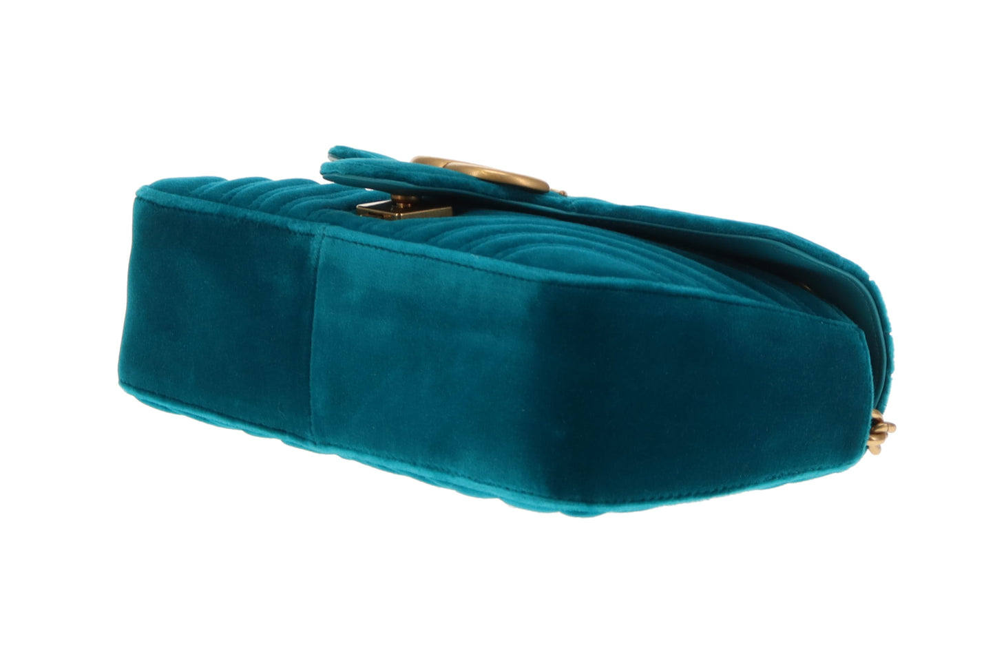 Gucci Marmont Flap Teal Velvet GHW