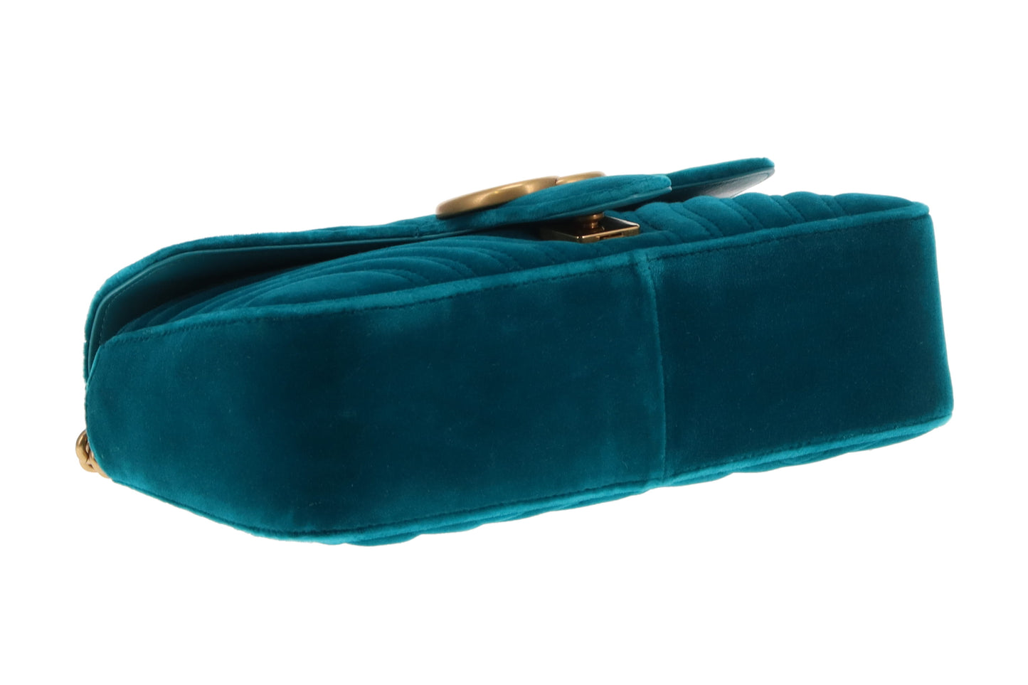 Gucci Marmont Flap Teal Velvet GHW