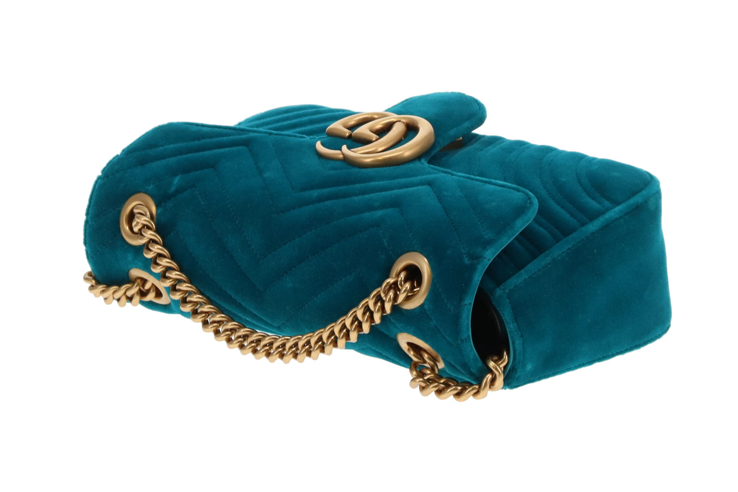 Gucci Marmont Flap Teal Velvet GHW