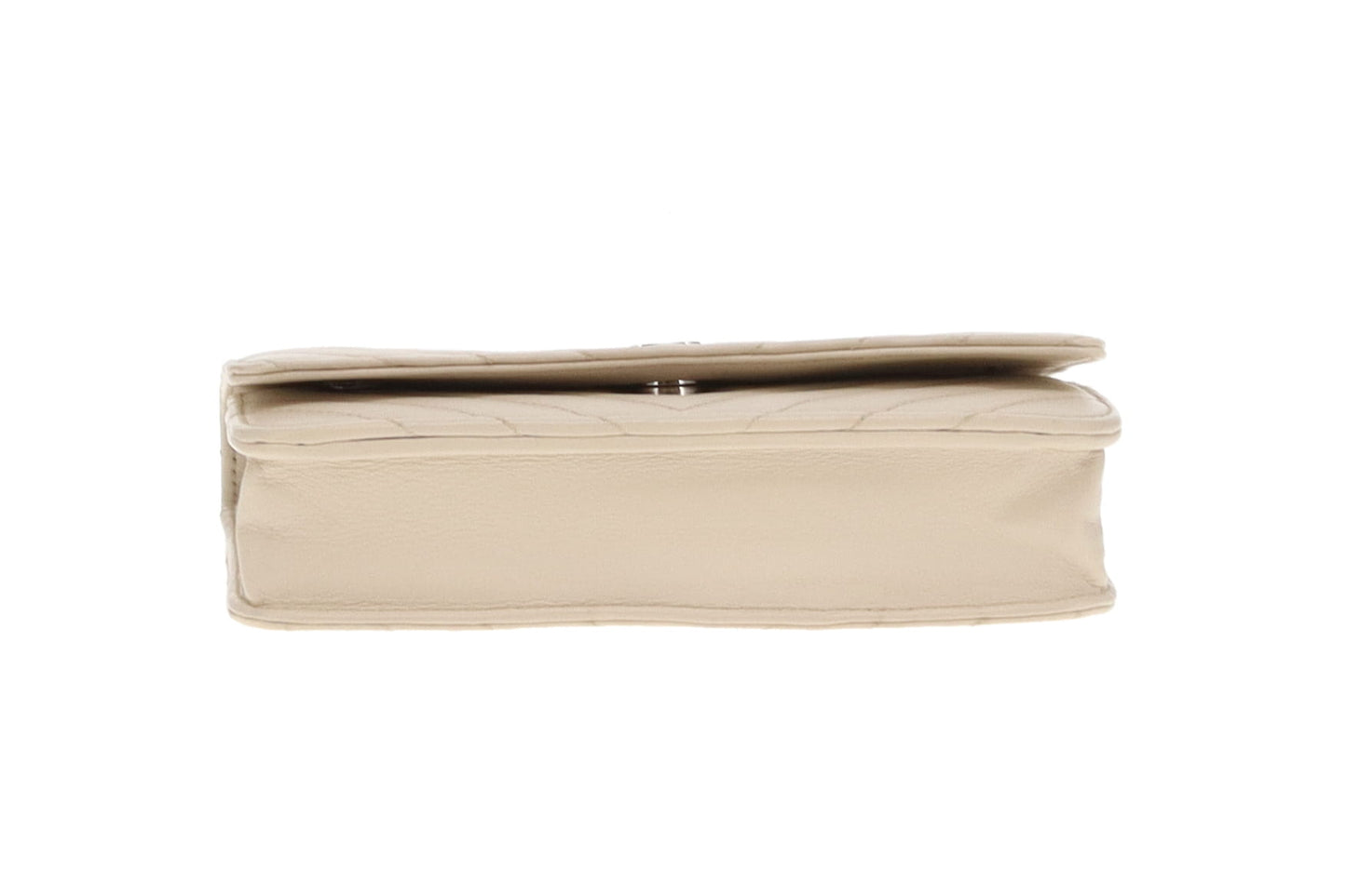 Chanel Wallet On Chain In Ivory Chevron Calfskin