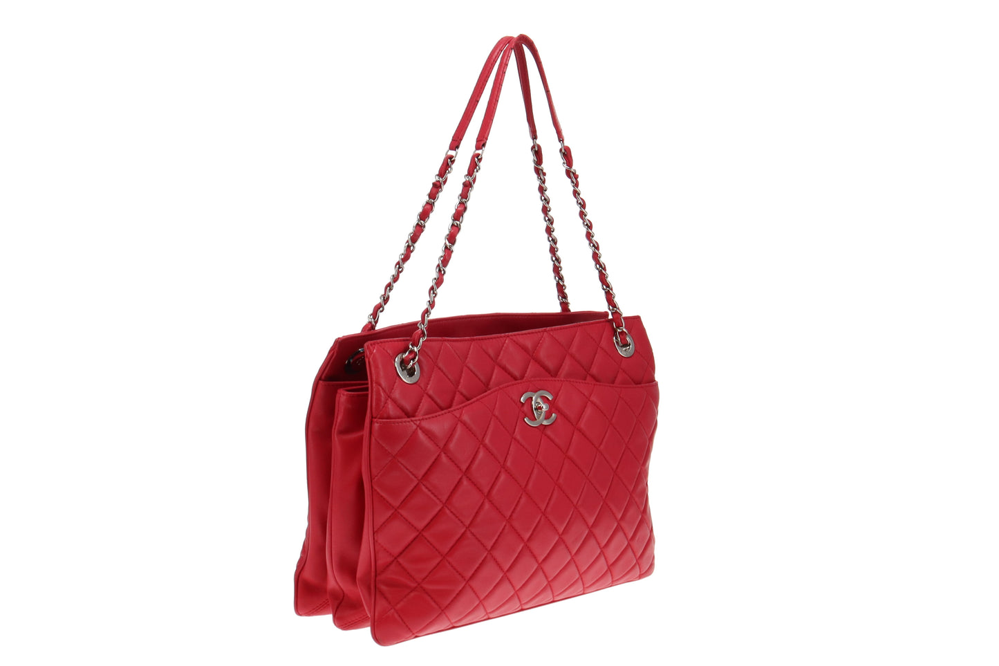 Chanel Hot Pink Soft Lambskin Double Chain Tote Bag 2014