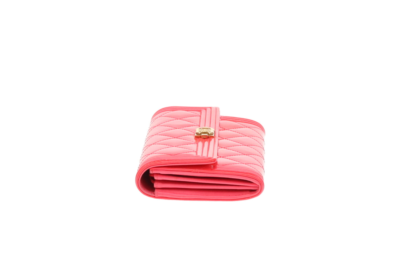 Chanel Boy Wallet Long Flap Neon Pink Patent 2016