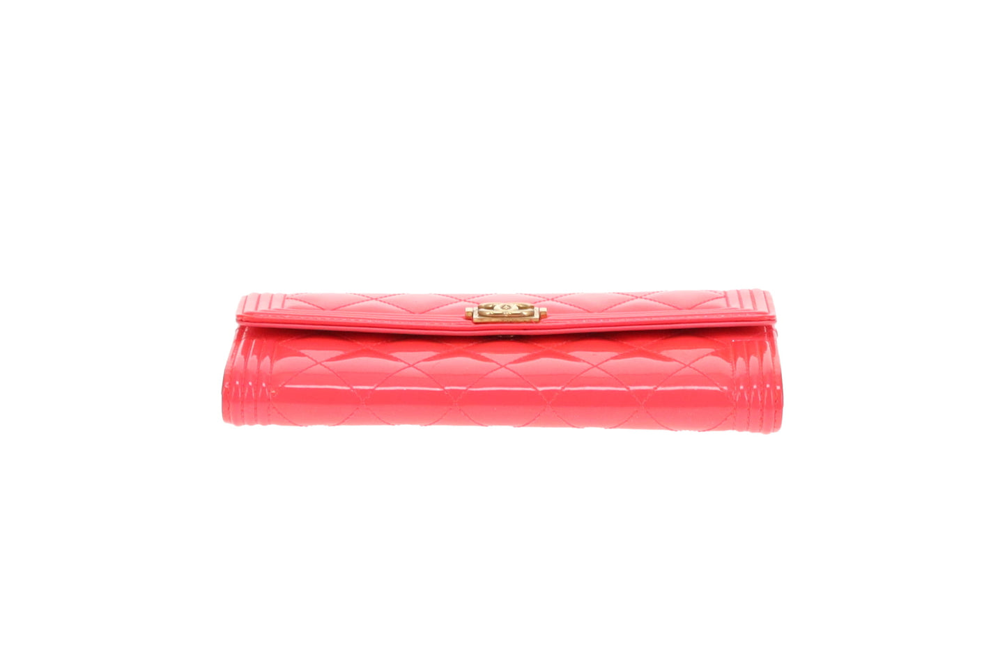Chanel Boy Wallet Long Flap Neon Pink Patent 2016