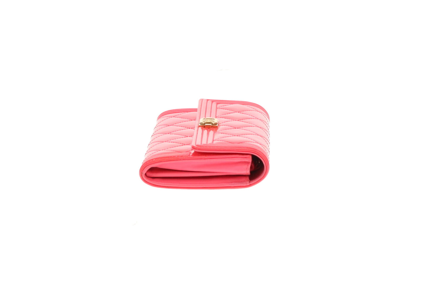 Chanel Boy Wallet Long Flap Neon Pink Patent 2016