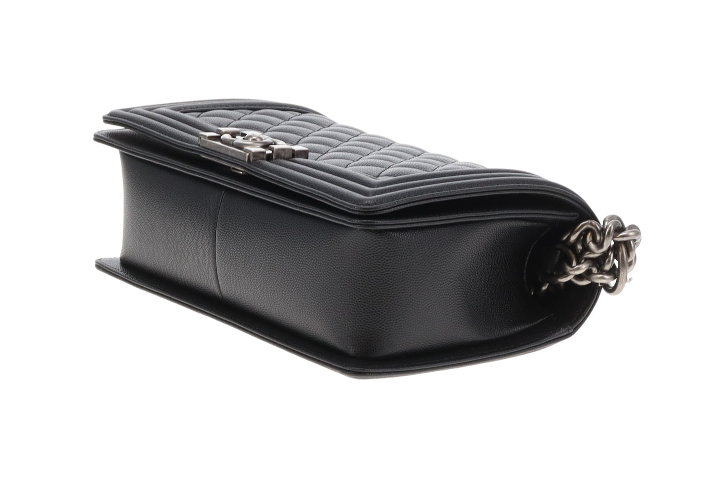 Chanel Boy Bag Medium Black with Ruthenium HW (NFID)