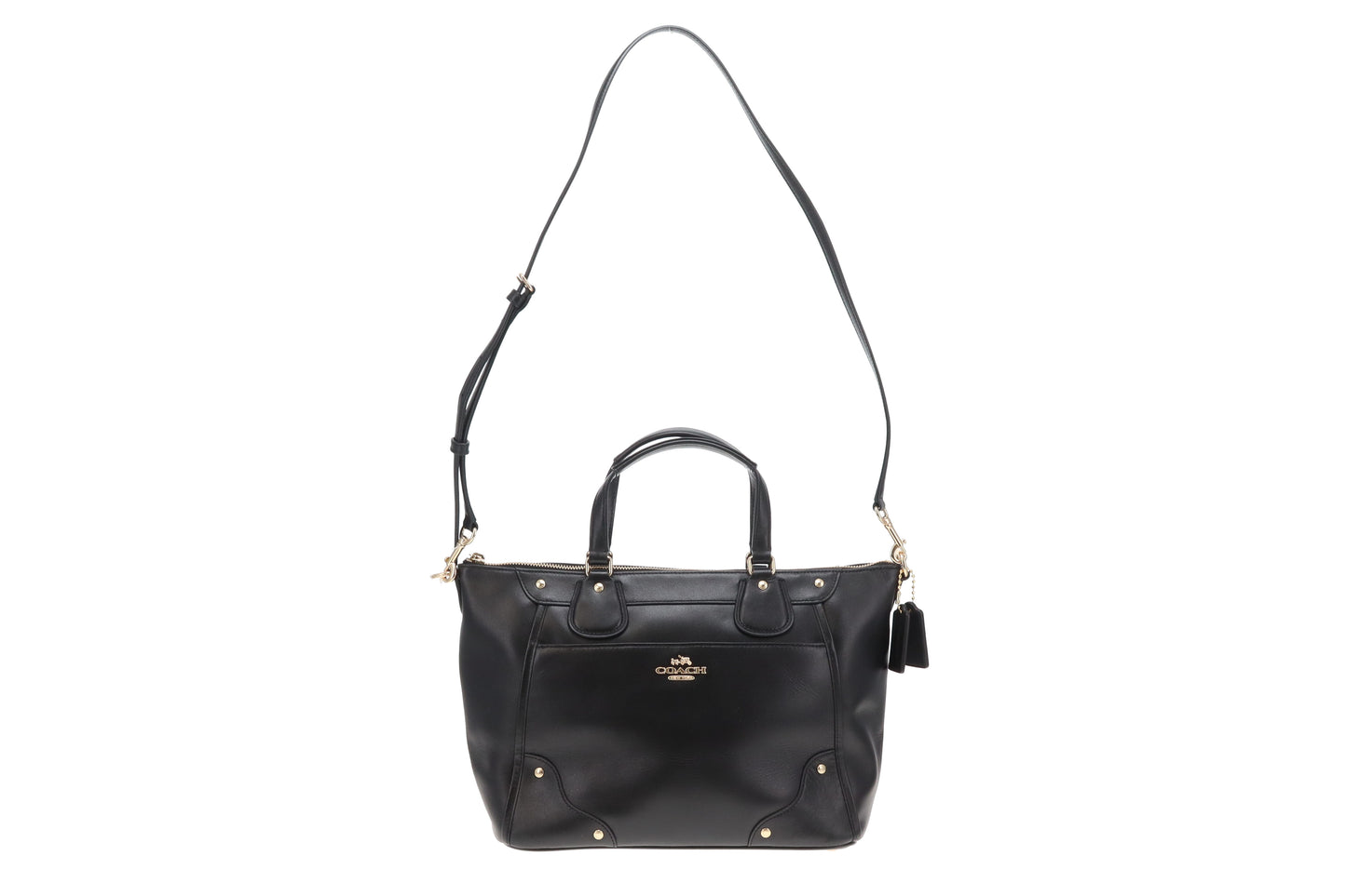 Coach Tote with Strap Black Smooth Leather