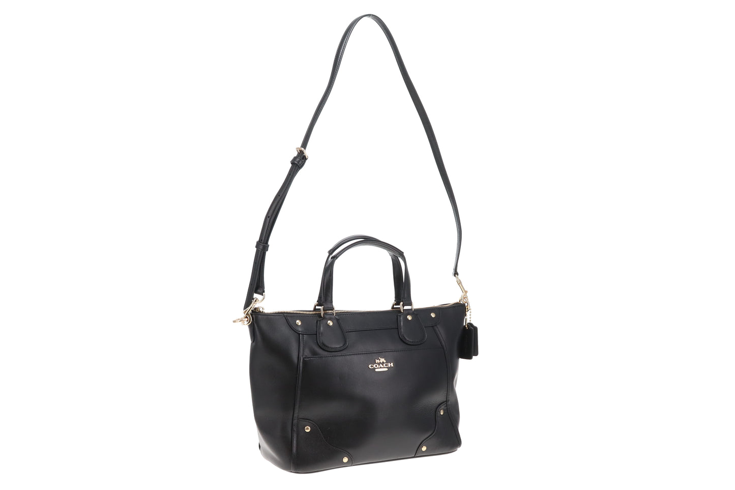 Coach Tote with Strap Black Smooth Leather