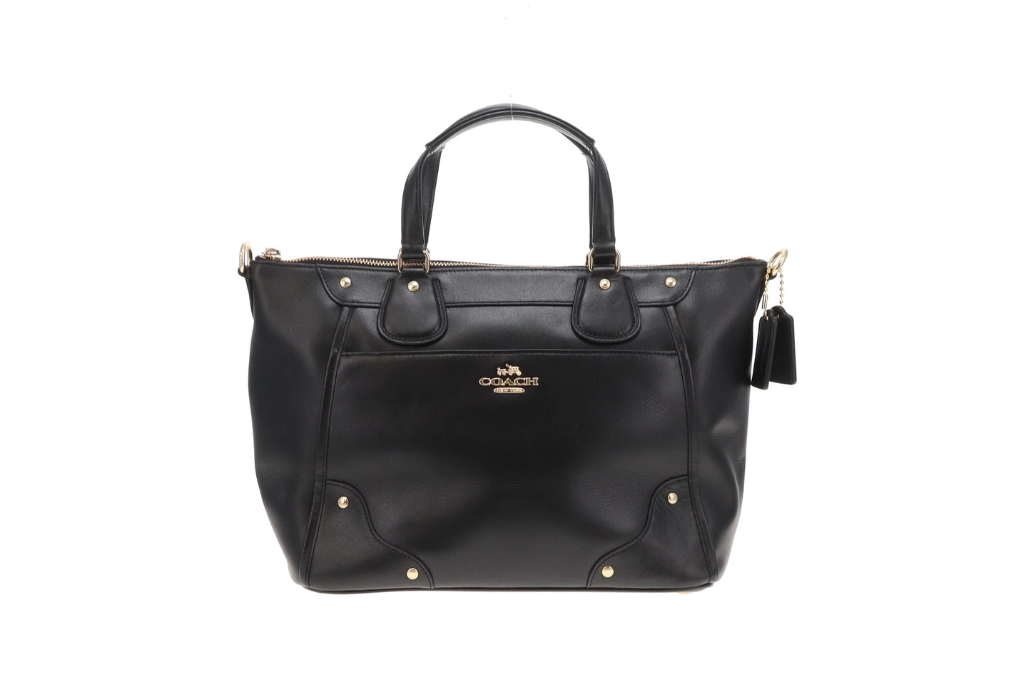Coach Tote with Strap Black Smooth Leather