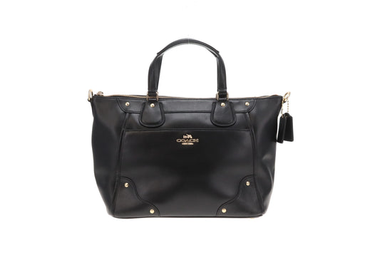 Coach Tote with Strap Black Smooth Leather