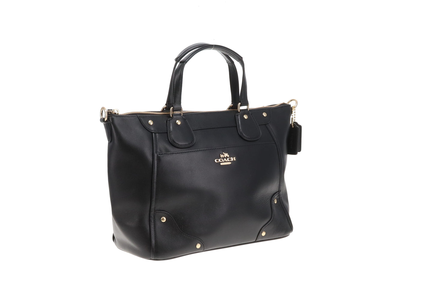 Coach Tote with Strap Black Smooth Leather